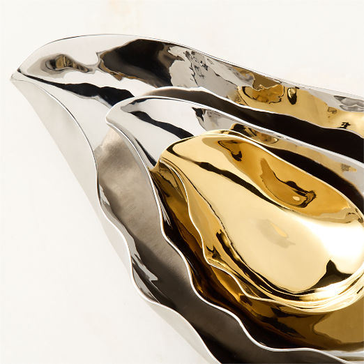 Stainless Steel and Brass 3-Piece Nesting Oyster Pinch Bowl Set