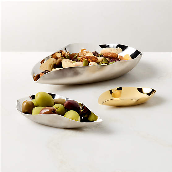 Stainless Steel and Brass 3-Piece Nesting Oyster Pinch Bowl Set