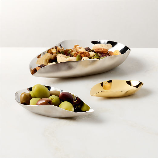 Stainless Steel and Brass 3-Piece Nesting Oyster Pinch Bowl Set