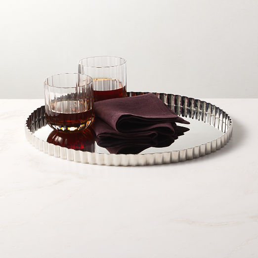 Round Stainless Steel Fluted Serving Tray By Kay Fisker