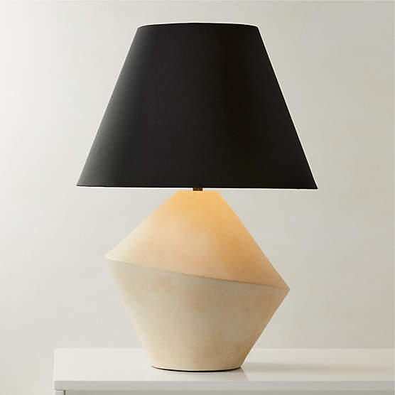 Sabia Ivory Ceramic Table Lamp with Black Shade