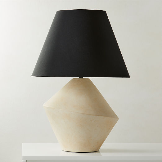 Sabia Ivory Ceramic Table Lamp with Black Shade