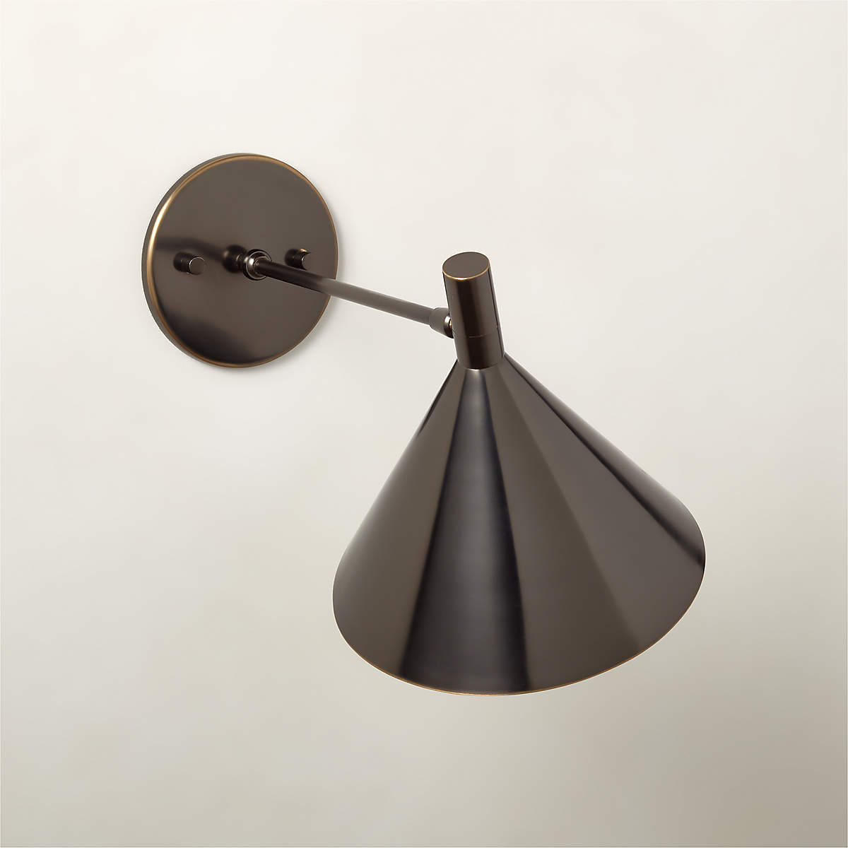 Sabine Modern Blackened Brass Swing Arm Wall Sconce + Reviews CB2 Canada