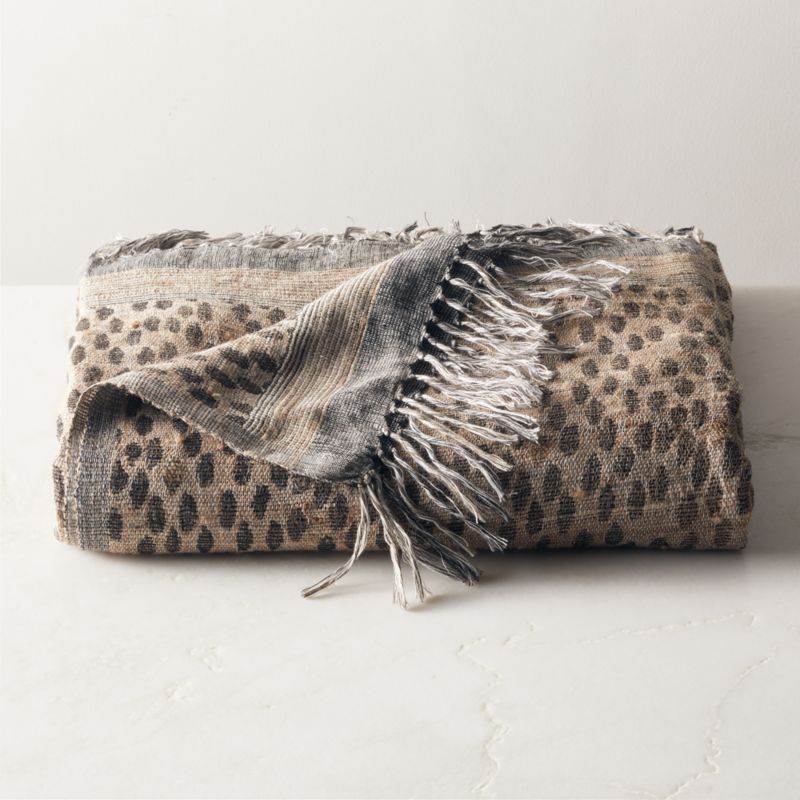 View Sabor Brown Linen and Silk Throw Blanket details