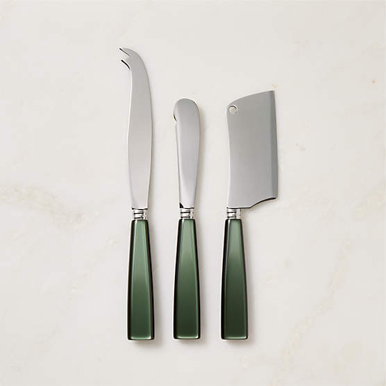 Sabre Paris Icone Green 3-Piece Cheese Knife Set
