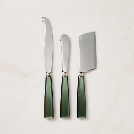 Sabre Paris Icone Green 3-Piece Cheese Knife Set