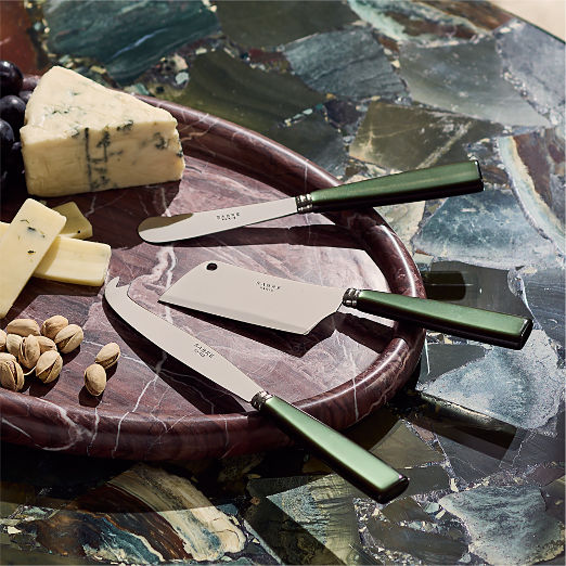 Sabre Paris Icone Green 3-Piece Cheese Knife Set