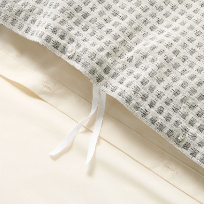 Sadira Organic Cotton Jacquard White with Black Full/Queen Duvet Cover