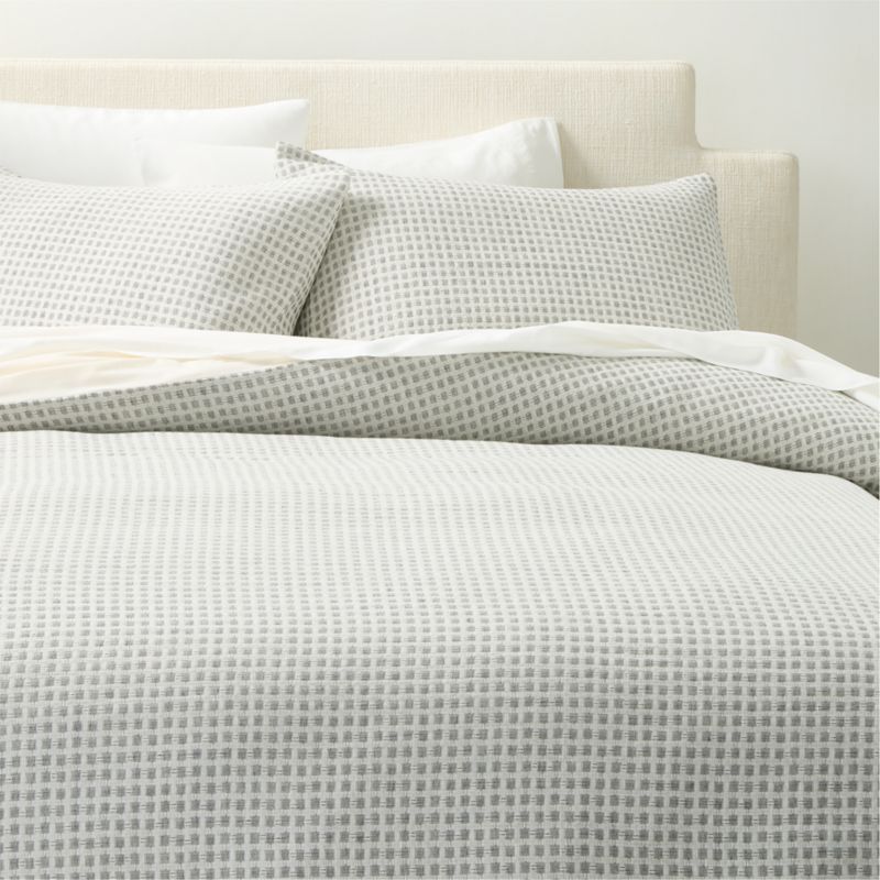 View Sadira Organic Cotton Jacquard White with Black King Duvet Cover details