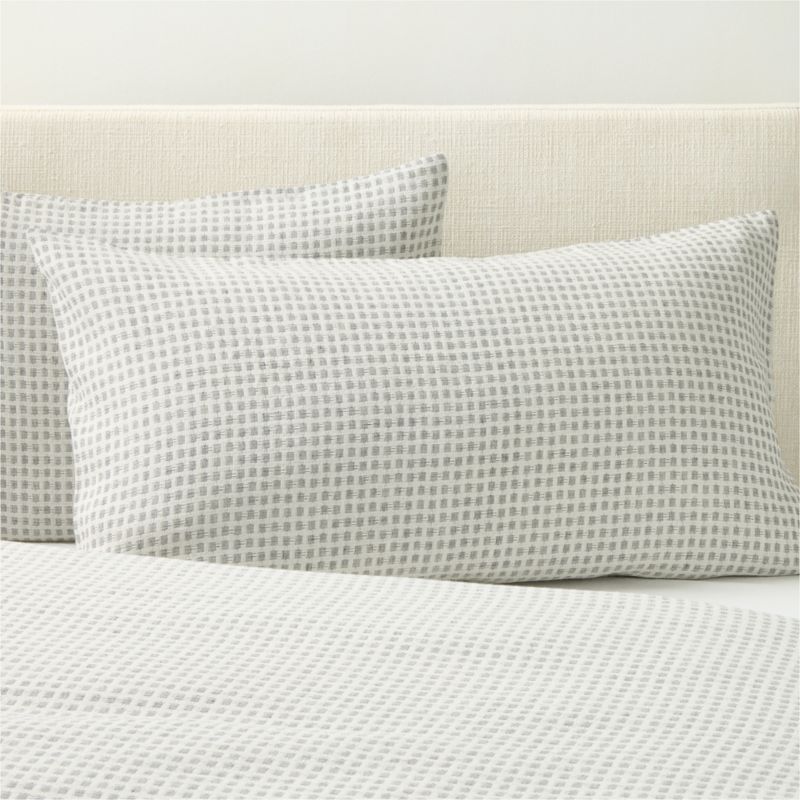 View Sadira Organic Cotton Jacquard White with Black King Pillow Shams Set of 2 details