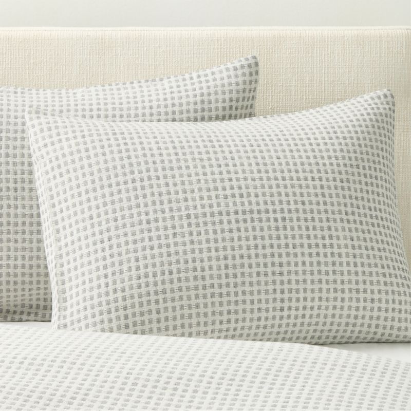 View Sadira Organic Cotton Jacquard White with Black Standard Pillow Shams Set of 2 details