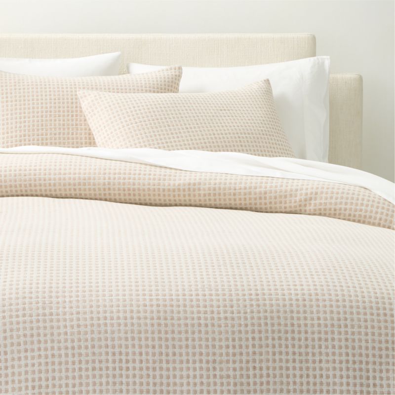 Sadira Organic Cotton Jacquard White with Taupe Full/Queen Duvet Cover - image 0 of 6