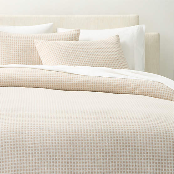 Sadira Organic Cotton Jacquard White with Taupe King Duvet Cover