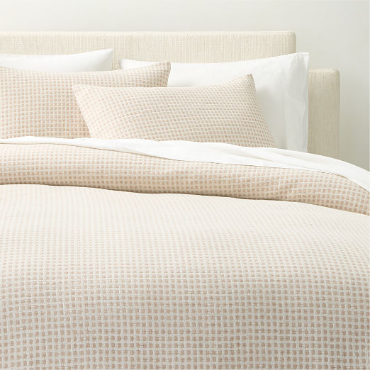 Sadira Organic Cotton Jacquard White with Taupe King Duvet Cover