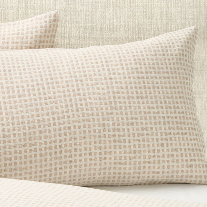 Sadira Organic Cotton Jacquard White with Taupe Standard Pillow Shams Set of 2 - image 2 of 6