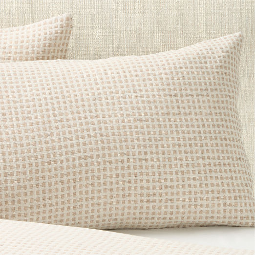 Sadira Organic Cotton Jacquard White with Taupe Pillow Shams Set of 2