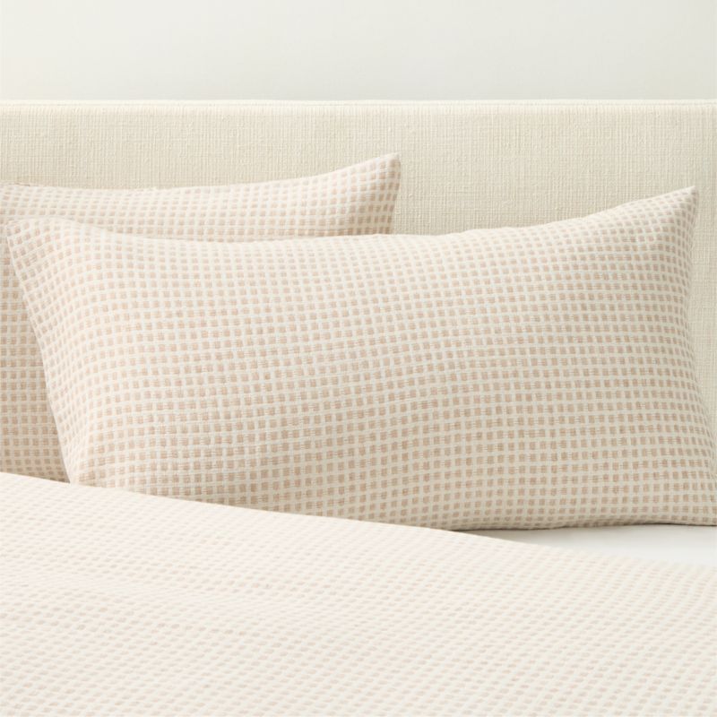 Sadira Organic Cotton Jacquard White with Taupe King Pillow Shams Set of 2 - image 0 of 6