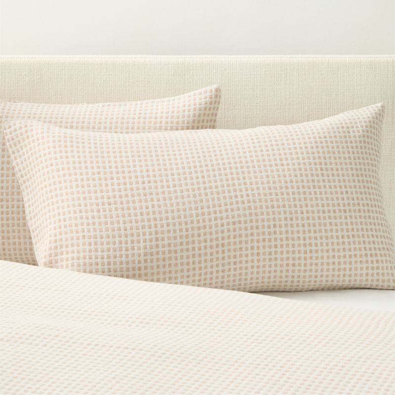 View Sadira Organic Cotton Jacquard White with Taupe King Pillow Shams Set of 2 details