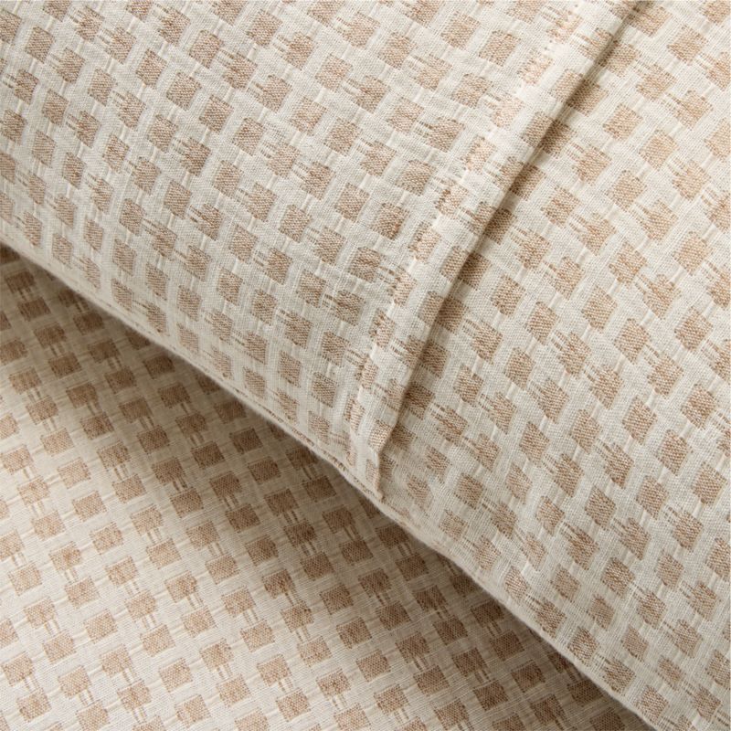 Sadira Organic Cotton Jacquard White with Taupe Standard Pillow Shams Set of 2 - image 3 of 6