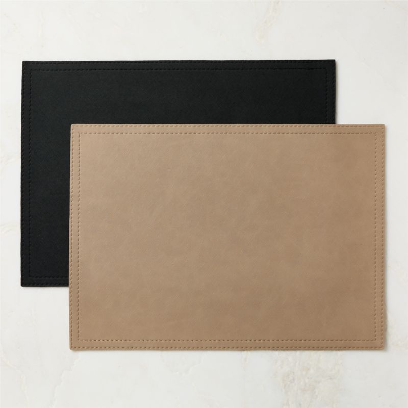 Saffiano Black Faux Leather Placemat - image 2 of 3