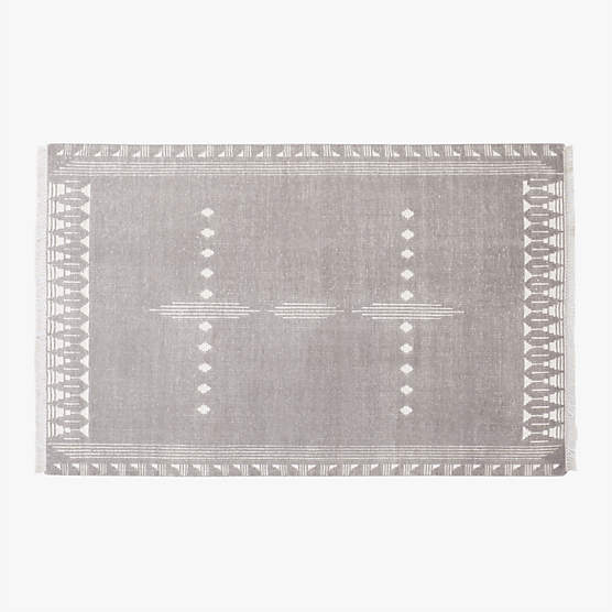 Saffioti Hand-Knotted Charcoal Grey New Zealand Wool Area Rug 5'x8'