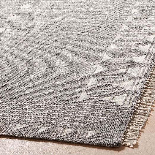 Saffioti Charcoal Grey Moroccan Hand-Knotted New Zealand Wool Area Rug