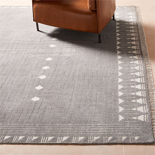 Saffioti Hand-Knotted Charcoal Grey New Zealand Wool Area Rug 8'x10'