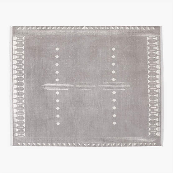 Saffioti Hand-Knotted Charcoal Grey New Zealand Wool Area Rug 8'x10'