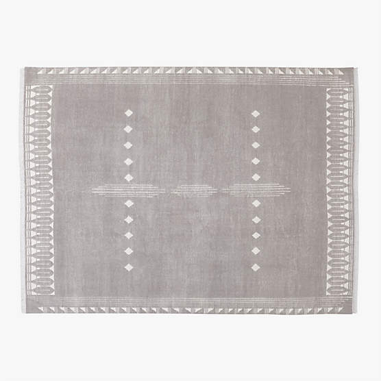 Saffioti Hand-Knotted Charcoal Grey New Zealand Wool Area Rug 9'x12'