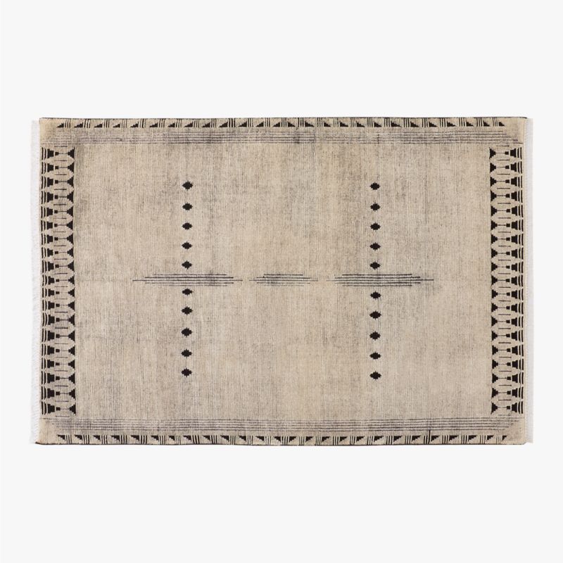 Saffioti Hand-Knotted Warm White New Zealand Wool Area Rug 6'x9' - image 0 of 4