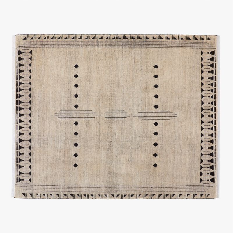 Saffioti Hand-Knotted Warm White New Zealand Wool Area Rug 8'x10 ...