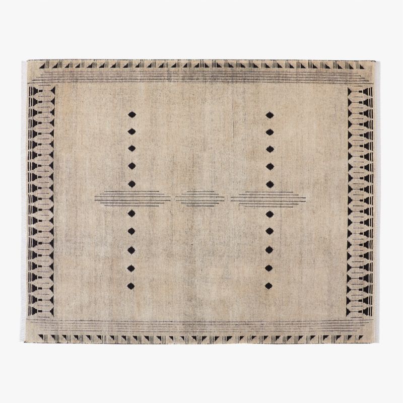 Saffioti Hand-Knotted Warm White New Zealand Wool Area Rug 8'x10' - image 0 of 5