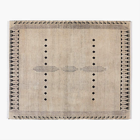 Saffioti Hand-Knotted Warm White New Zealand Wool Area Rug 8'x10'