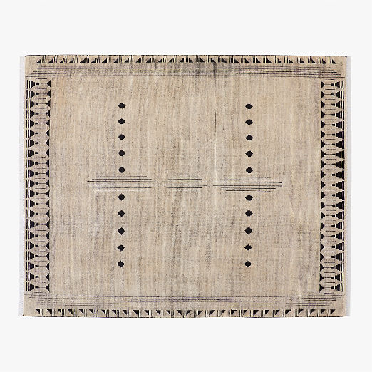 Saffioti Hand-Knotted Warm White New Zealand Wool Area Rug 8'x10'