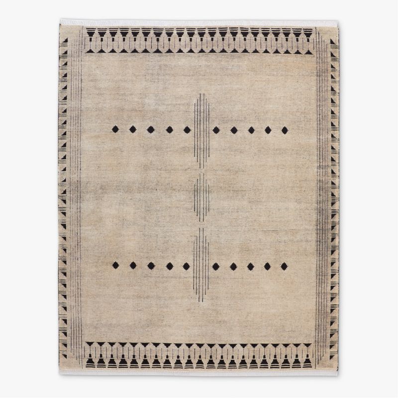 Saffioti Hand-Knotted Warm White New Zealand Wool Area Rug 5'x8' - image 0 of 5