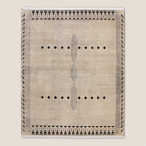 Saffioti Hand-Knotted Warm White New Zealand Wool Area Rug 9'x12'