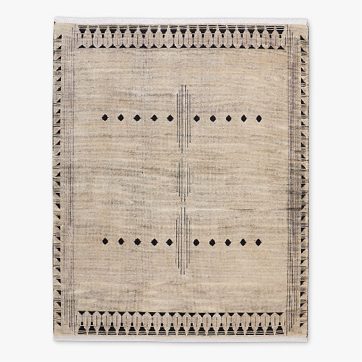 Saffioti Hand-Knotted Warm White New Zealand Wool Area Rug 8'x10'