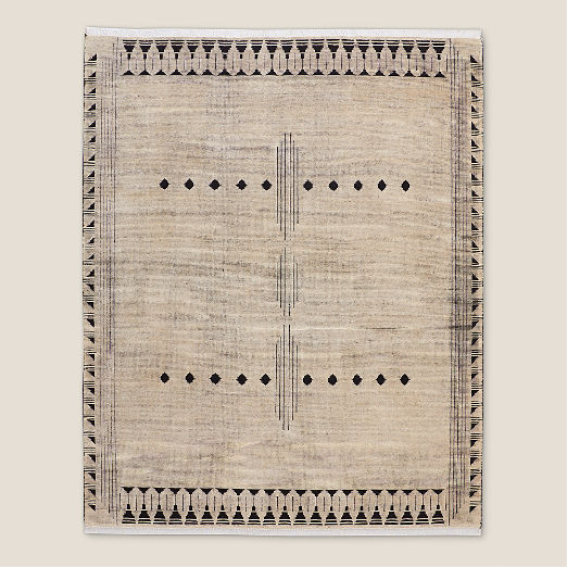 Saffioti Hand-Knotted Warm White New Zealand Wool Area Rug 8'x10'