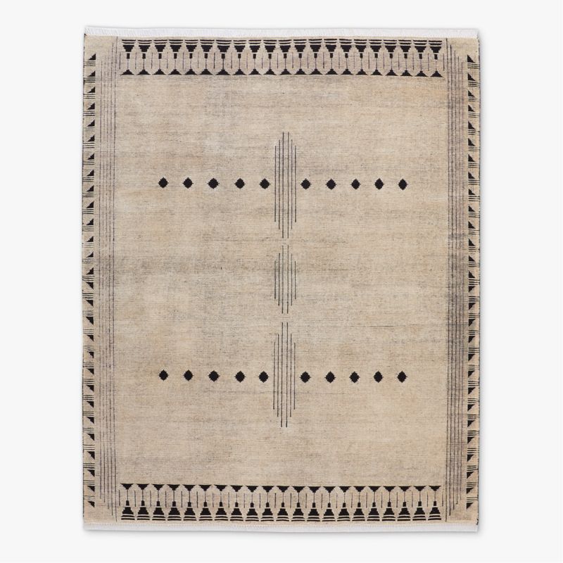 Saffioti Warm White Moroccan Hand-Knotted New Zealand Wool Area Rug 8'x10'