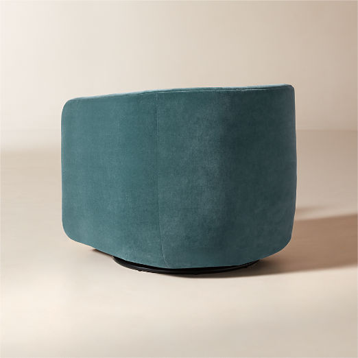 Sai Teal Performance Velvet Swivel Chair