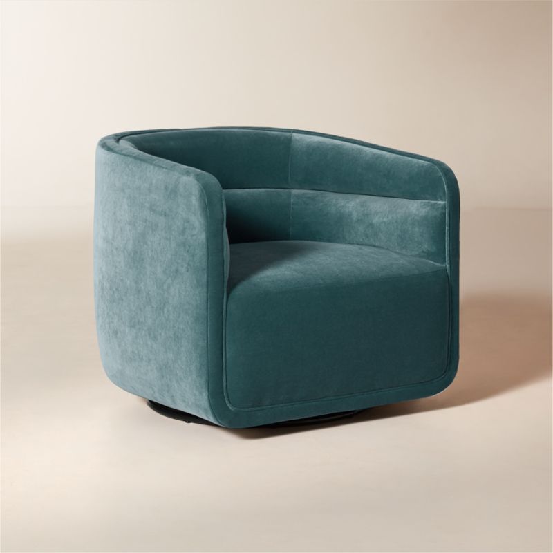 Sai Teal Performance Velvet Swivel Chair - image 3 of 8