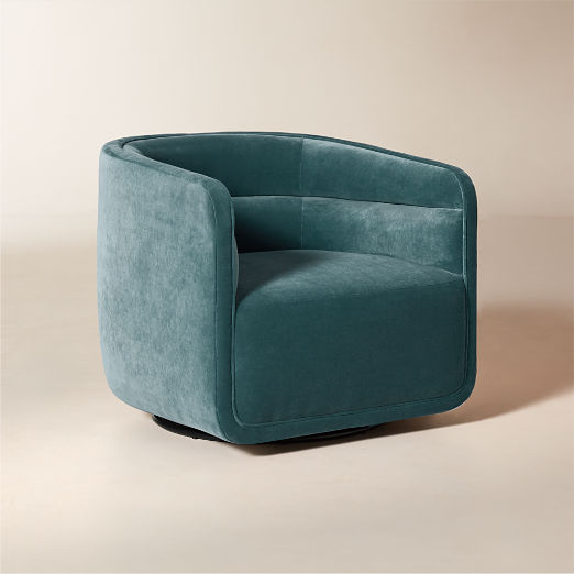 Sai Teal Performance Velvet Swivel Chair