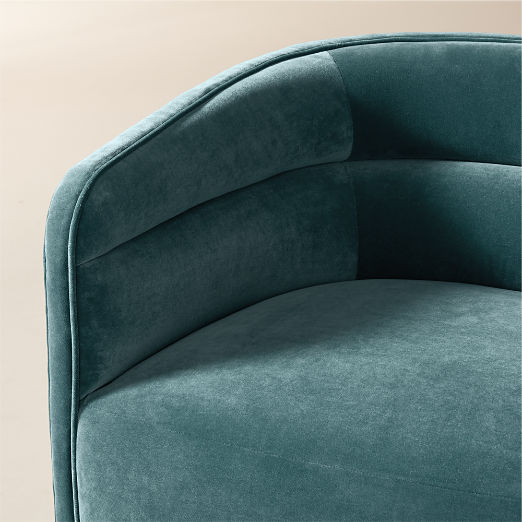 Sai Teal Performance Velvet Swivel Chair