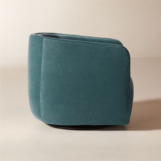 Sai Teal Performance Velvet Swivel Chair