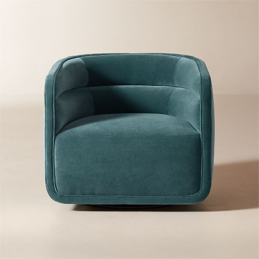 Sai Teal Performance Velvet Swivel Chair