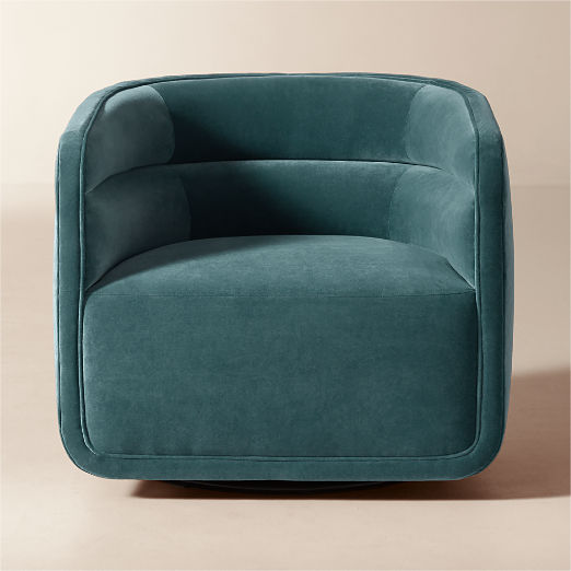Sai Teal Performance Velvet Swivel Chair Set of 2