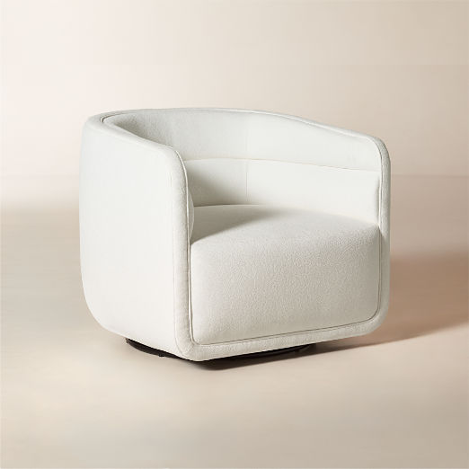 Sai White Performance Fabric Swivel Chair Set of 2