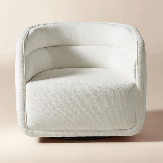 Sai White Performance Fabric Swivel Chair Set of 2