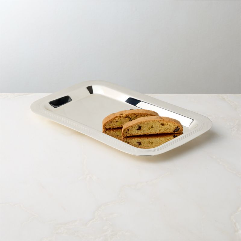 View Saint Germain Rectangular Silver Plated Serving Tray Small by Todd Snyder details