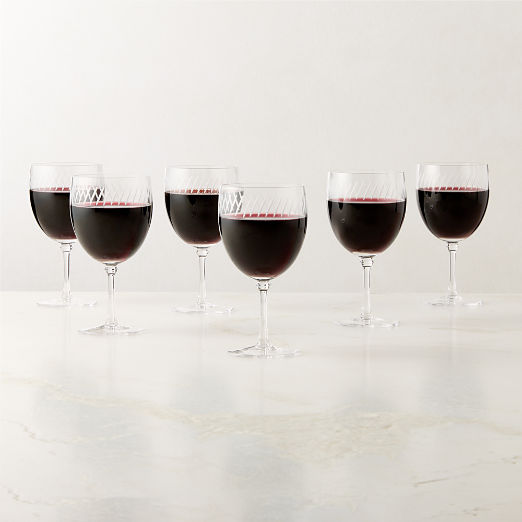 Saint Germain Etched Red Wine Glasses Set of 6 by Todd Snyder